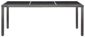 9 pcs conjunto de jantar para exterior vime PE cinzento