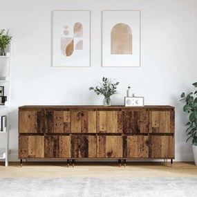 vidaXL Aparadores 3 pcs Madeira antiga 180 x 35 x 70 cm