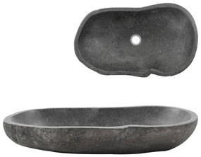 vidaXL Lavatório pedra do rio oval 60-70 cm