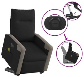 Poltrona elétrica elevatória massagens tecido preto