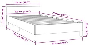 Estrutura cama c/ cabeceira sem colchão 100x200 cm preto