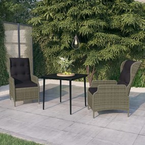 vidaXL 3 pcs conjunto de jantar para jardim castanho