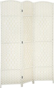 Biombo interior de madeira com 3 painéis 135 x 180 cm, divisória dobrável para sala ou quarto, branco