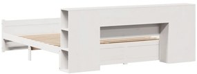 Cama com estante sem colchão 200x200 cm pinho maciço branco