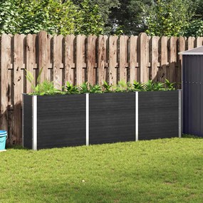 vidaXL Canteiro de jardim elevado 300x50x91 cm WPC cinzento