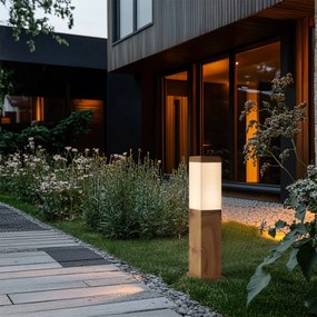Candeeiro de pé moderno para exterior aço com impressão de madeira 45cm IP44 - Malois