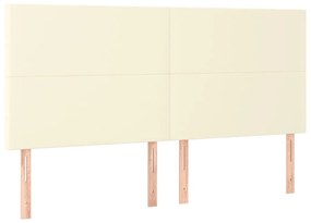 Cabeceira cama c/ LED 180x5x118/128 cm couro artificial crème