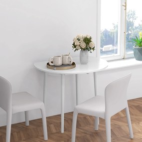 Mesa de jantar dobrável com 2 abas  Ø 89 x 73,5 cm (CADEIRAS NÃO INCLUIDAS), mesa redonda extensível para 4 pessoas, pés em madeira, branca