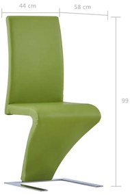 Cadeiras de jantar ziguezague 2 pcs couro artificial verde