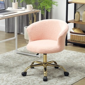 Cadeira de escritório, cadeira ergonómica de escritório com regulação de altura, cadeira giratória, base em aço, cor-de-rosa