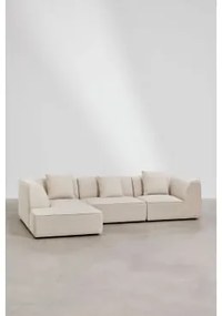 Sofá Modular Estofado Cardea De 3 Peças Com Chaise Longue À Esquerda Chenille Beige Creme - Sklum