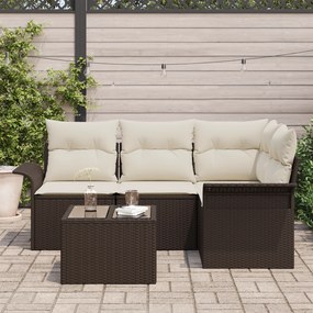 Conjunto de Sofá de Jardim de 4 Peças com Almofadas Cinza Polirattan