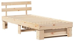 Estrutura da Cama Castanho 90 x 190 cm Madeira de Pinheiro