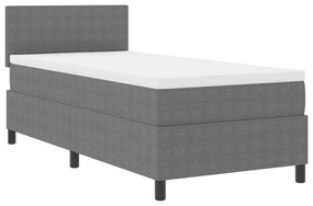 Cama Box Spring com Colchão e Luz LED Cinza 90x200 cm Tecido Cotelê