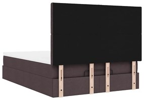Estrutura cama otomana colchão 140x190cm tecido castanho escuro