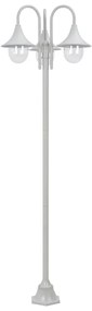 Candeeiro de pé p/ jardim c/ 3 braços E27 220cm alumínio branco