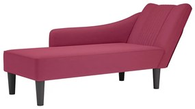 vidaXL Chaise-longue com apoio de braço direito vinho tinto veludo