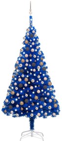 3077596 vidaXL Árvore Natal artificial pré-iluminada c/ bolas 210cm PVC azul