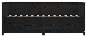 Sofá-cama 90 x 200 cm madeira de pinho maciça preto