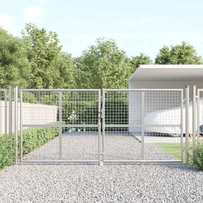 Portão de rede para jardim 300x175 cm aço galvanizado prateado