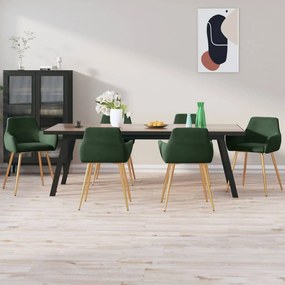 vidaXL Cadeiras de jantar 6 pcs veludo verde-escuro