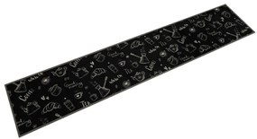 vidaXL Tapete de cozinha lavável 60x300 cm veludo padrão morning preto