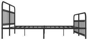 Estrutura de cama com cabeceira e pés 200x200 cm metal preto