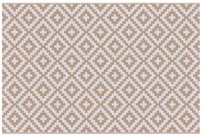 Outsunny Tapete Exterior Reversível 182x274 cm Desenho Geométrico Varanda Pátio Campismo Praia Resistência UV Branco Castanho | Aosom Portugal