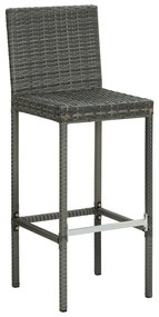 Bancos de bar com almofadões 6 pcs vime PE cinzento
