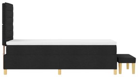 Cama Box Spring com Colchão e Banco Preto 90x200 cm Tecido