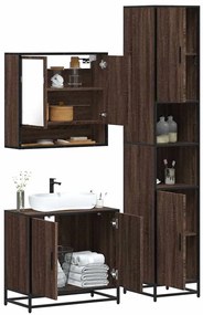 vidaXL 3 pcs conj. móveis WC derivados madeira cor carvalho castanho