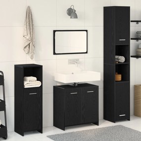 Conjunto de Móveis para Casa de Banho 4 Peças Carvalho Preto Madeira d