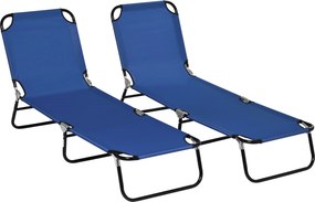 Outsunny Conjunto de 2 espreguiçadeiras dobráveis para jardim com encosto regulável em 5 posições até 120 kg de capacidade | Aosom Portugal