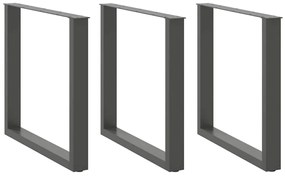 Pés para mesa de jantar em forma de U, 3 peças, antracite, 80x (72-73)