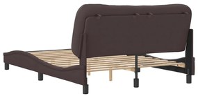 Estrutura de cama sem colchão 140x200 cm tecido castanho-escuro