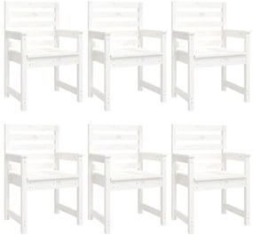 7 pcs conj. de jantar p/ jardim madeira de pinho maciça branco