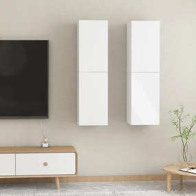 vidaXL Móveis de TV 2 pcs derivados de madeira branco brilhante