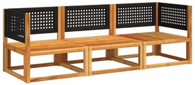 3 pcs conjunto de sofás de jardim com almofadões acácia maciça