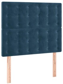 Cabeceira cama c/ luzes LED veludo 80x5x118/128cm azul-escuro