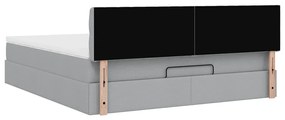 Cama otomana com colchão 160x200 cm tecido cinzento claro