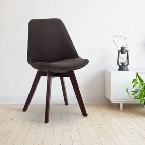 Cadeira de cozinha e sala de jantar Borneo em tecido com estrutura em Cor Nogueira 48 x 84 x 55 cm Cinzento escuro
