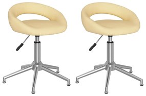 Cadeiras de jantar giratórias 2 pcs couro artificial cor creme