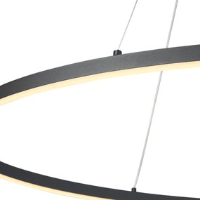 Candeeiro suspenso de design preto oval 120cm incl. LED regulável em 3 níveis - Ovallo Design