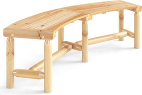 Banco Curvo para Exterior 170 x 58 x 45 cm para 2-3 Pessoas Capacidade de Carga de 360 kg Sem Encosto para Jardim Natural