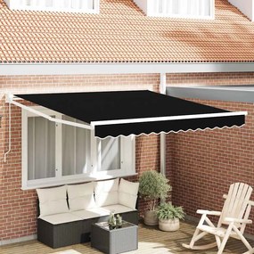 vidaXL Toldo Retrátil Manual Preto 300x250 cm