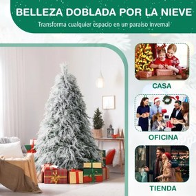 Árvore de Natal com neve de 192 cm com luzes LED brancas quentes Agulhas de pinheiro e folhas de salgueiro Decoração pré-iluminada Verde e Branco