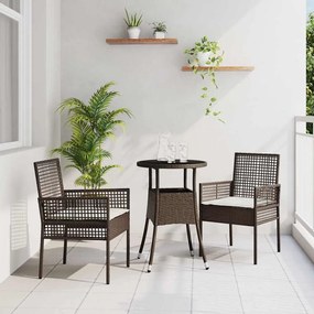 vidaXL Conjunto de Jantar de 3 Peças Castanho em Rattan