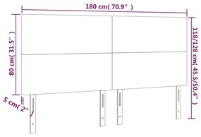 Cabeceira de cama c/ luzes LED tecido 180x5x118/128 cm azul