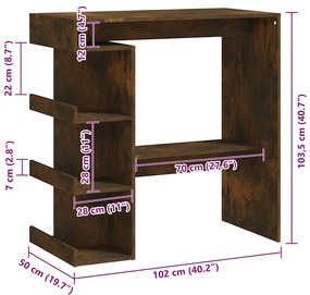 Mesa de bar c/ prateleiras derivados de madeira carvalho fumado