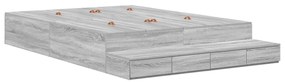 Estrutura de Cama Armazenamento Cinza Sonoma 140x190 cm
